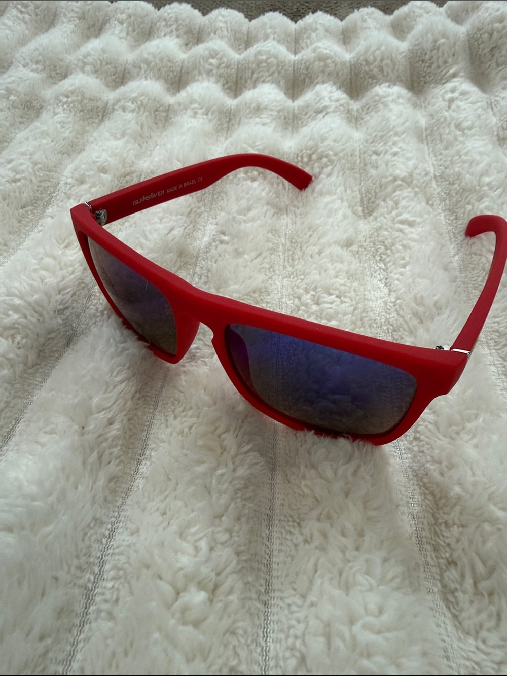 Red Matte Frame Sunglasses with Mirrored Lenses